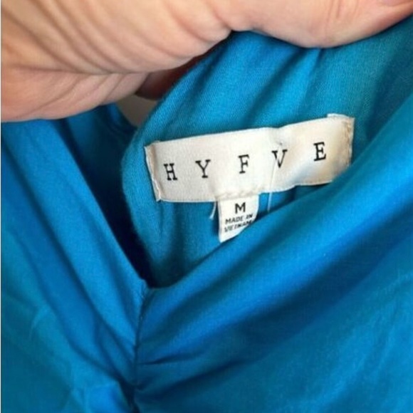 Hyfve Blue ballon sleeve mini bodycon dress. Size Medium. NWT. - Picture 6 of 12
